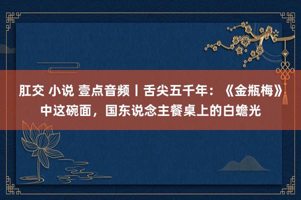 肛交 小说 壹点音频丨舌尖五千年：《金瓶梅》中这碗面，国东说念主餐桌上的白蟾光