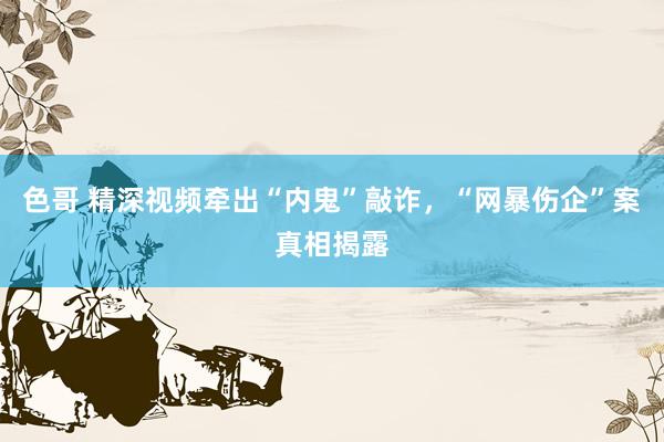 色哥 精深视频牵出“内鬼”敲诈，“网暴伤企”案真相揭露
