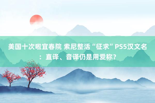 美国十次啦宜春院 索尼整活“征求”PS5汉文名：直译、音译仍是用爱称？