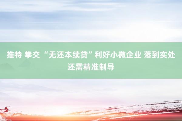 推特 拳交 “无还本续贷”利好小微企业 落到实处还需精准制导
